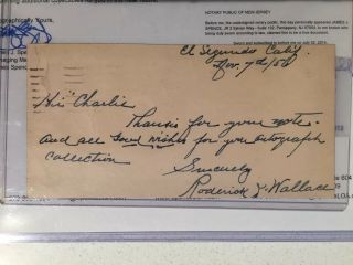 Roderick Bobby Wallace Auto Autograph Signed Postcard Jsa Loa Signature Rare Hof