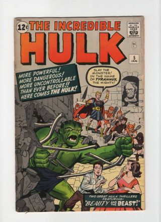 Incredible Hulk 5 Vintage Marvel Comic Key 1st Tyrannus Silver Age 12c