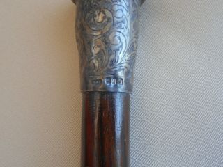 Vintage Antique Sterling Silver Topped Knob (Marked) Cane Walking Stick 3