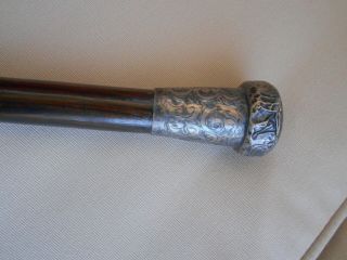 Vintage Antique Sterling Silver Topped Knob (Marked) Cane Walking Stick 4