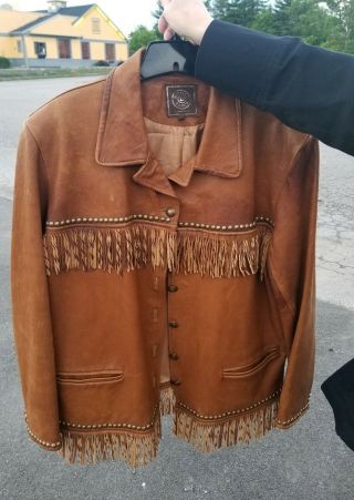 Ladies Double D Ranch Brown Leather Jacket Xl Vintage Distressed Rare