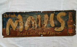 Large Vintage Mavis Chocolate Drink Embossed Metal Sign Approx 27 " X 9 "