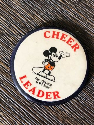 Rare Mickey Mouse " Cheer Leader " Pin Button 1928 - 1930