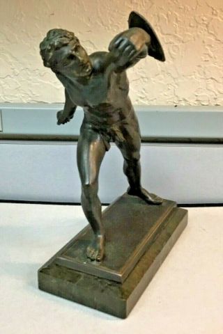 Estate Vintage European Bronze Figure Of Greco - Roman Athlete