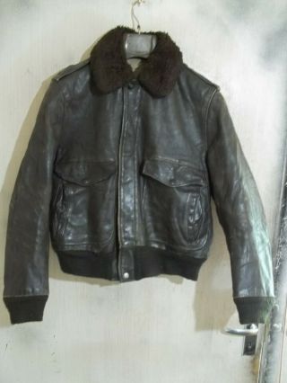 Vintage Schott 418 - 453 - 474 - Sm Leather A2 Flying Jacket Size 42 Sherpa Lined