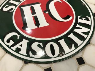 VINTAGE SINCLAIR H - C GASOLINE MOTOR OIL PORCELAIN SIGN GAS STATION PUMP PLATE 6