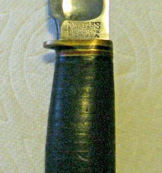 Vtg Sheath Hunt Blade MARBLES Ideal Knife 1 Old Tube Sewn Up ' front Leather Case 5