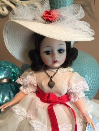 Vintage Madame Alexander Southern Belle Cissette White Organdy W Red Sash WT 3