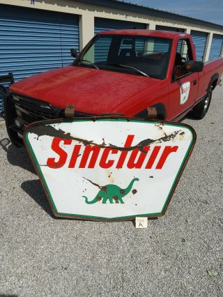 Sinclair Vintage 2 Sided Porcelain Sign W/ Pole,  50 
