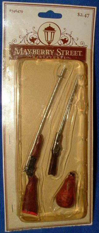 Vintage Miniature Hunting Rifles Black Powder Flask 6 1/2 " Long 4 " Gun Toy