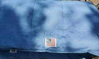 Vtg 90s Ralph Lauren Polo Windward Flag Chambray Denim Queen Comforter Freeuship