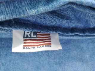 Vtg 90s Ralph Lauren Polo Windward Flag Chambray Denim Queen Comforter FreeUShip 2