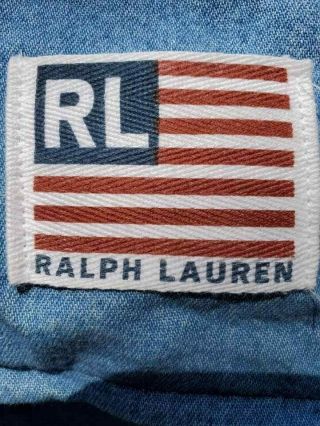 Vtg 90s Ralph Lauren Polo Windward Flag Chambray Denim Queen Comforter FreeUShip 3