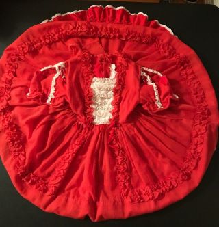 Martha’s Miniatures Red Sheer Fancy Party Dress Size 5 With Bell