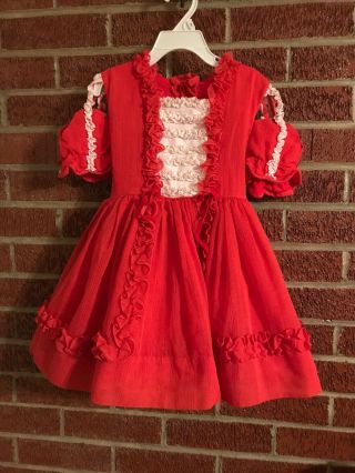 Martha’s Miniatures Red Sheer Fancy Party Dress Size 5 With Bell 6