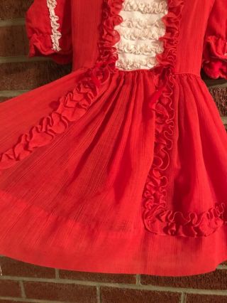 Martha’s Miniatures Red Sheer Fancy Party Dress Size 5 With Bell 7