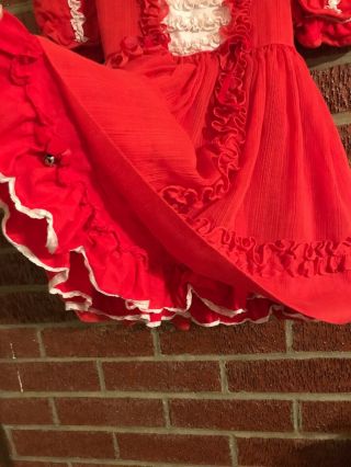 Martha’s Miniatures Red Sheer Fancy Party Dress Size 5 With Bell 8