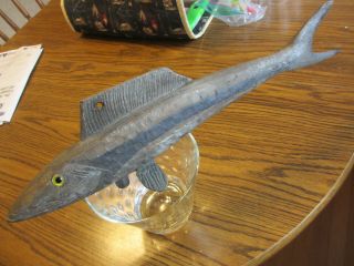 Antique Fish Decoy Lure 20 " Wooden Painted Dark House Spearing Ice Fishing