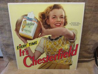 Vintage 1941 Framed Chesterfield Cigarettes Litho Sign Antique Basketball 9952