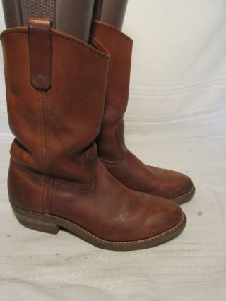 Red Wing Boots 7.  5 B Brown Leather Vintage Pecos Style Men 
