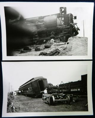 Vtg 1930s PHOTO Snapshots Denver Rio Grande Western Train Wreck Derailment Crash 3