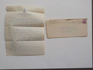Wwii Letter 1941 Pi Kappa Phi Fraternity Stetson University Deland Florida Ww2
