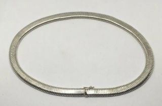 Vintage 925 Sterling Silver Chocker Necklace 16 " Long 3/8 " Wide Snake Link Wow
