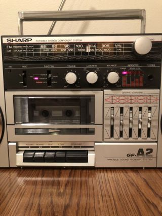 Vtg Boombox Ghettoblaster SHARP GF - A2 RADIO FM/AM CASSETTE PLAYER RECORDER EUC 4