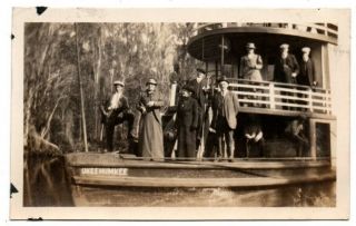 Fl Florida Ocklawaha River Okeehumkee Steamboat Ship Boat Vintage Snapshot Photo