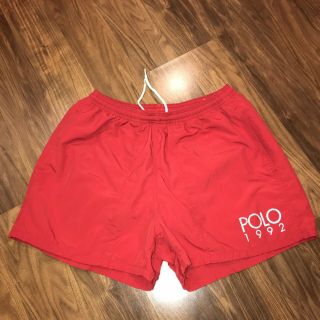 Vtg Polo 1992 Ralph Lauren Red Swim Suit Trunks Shorts 92 Stadium 90s Mens Small