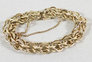 Vintage Winard 12kt Gold Filled Link Charm Bracelet W/ Safety Chain