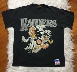 Oakland Raiders Vintage T Shirt Sz Medium M 1988 Nfl Nutmeg Mills Jack Davis