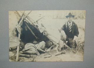 Old Antique Vtg Ca 1900s The Wild Man Of Borneo Real Photo Post Card Rppc Scarce