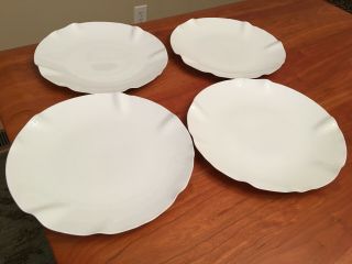 4 Vtg Angela Cummings Ruffled Edge Dinner Plates 92001 White Japan