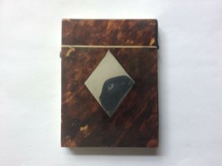 Antique Faux Tortoiseshell And Silver Card Case.