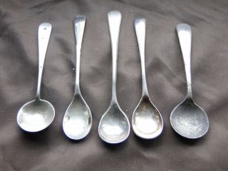 Salt Spoons Sterling Silver Antique,  Old English Mixed Dates Makers & Size 1900