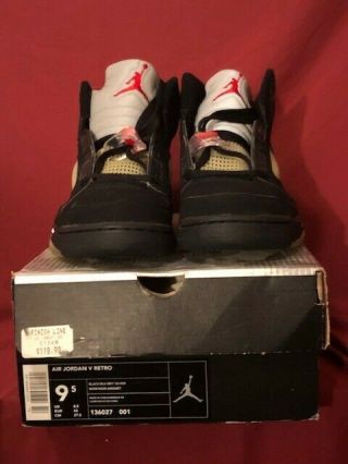 1999 Vintage Nike Air Jordan V Retro Black Metallic Silver Sz 9.  5 136027 - 001