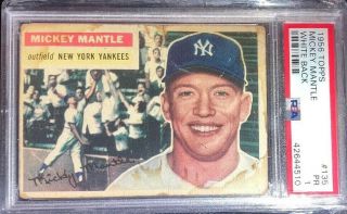 1956 Topps Mickey Mantle Psa 1 Pr White Back Vintage Baseball Card Yankees