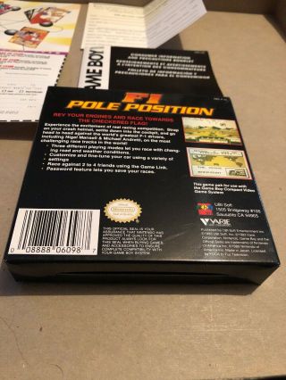 F1 Pole Position Nintendo Game Boy Box Only VERY RARE USA version Authentic 3