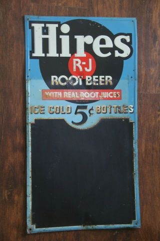 Vintage Embossed Hires R - J Root Beer Menu Sign