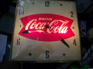 Vtg Advertising Fishtail Coca Cola Coke Clock Doesn 