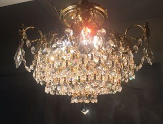 Vintage Schonbek Petite Flush Mount Chandelier Swarovski Crystal 13 " X11 "