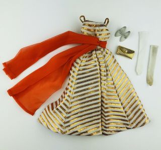Complete 1965 Vintage Barbie Holiday Dance 1639,  Sash,  Handbag,  Heels,