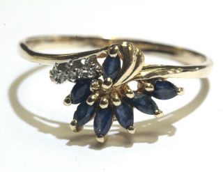 10k Yellow Gold.  015ct Vs1 G Diamond Sapphire Ring 2.  1g Vintage Womens