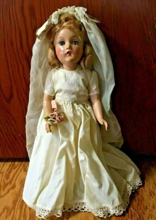 Vintage C.  1930s Madame Alexander Bride Doll,  14 " Composition Doll & Accessories