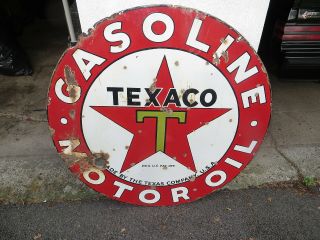 Vtg 30s TEXACO Gasoline Motor Oil Service Station 2 Sided Porcelain Sign 42” 2