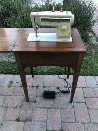 Vintage Singer Stylist 513 Sewing Machine & Table Fold Away Vintage