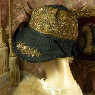 1920 ' S VINTAGE STYLE BLACK & BROWN FEATHER BEADED FLORAL CLOCHE FLAPPER HAT 7