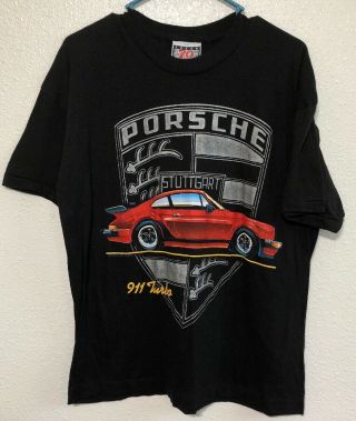 Vintage 90s Porsche 911 Turbo Ssi Speed Limit 70 Tshirt Single Stitch Xl Black