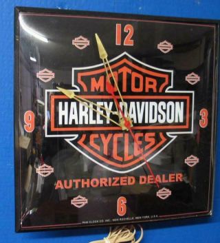 Vintage Pam Lighted Advertising HARLEY DAVIDSON MOTORCYCLE AUTHORIZED DEAL Clock 3